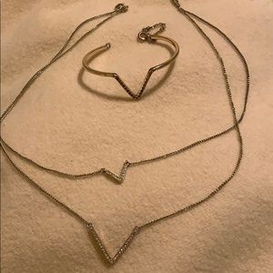 Gold layer necklace and bracelet